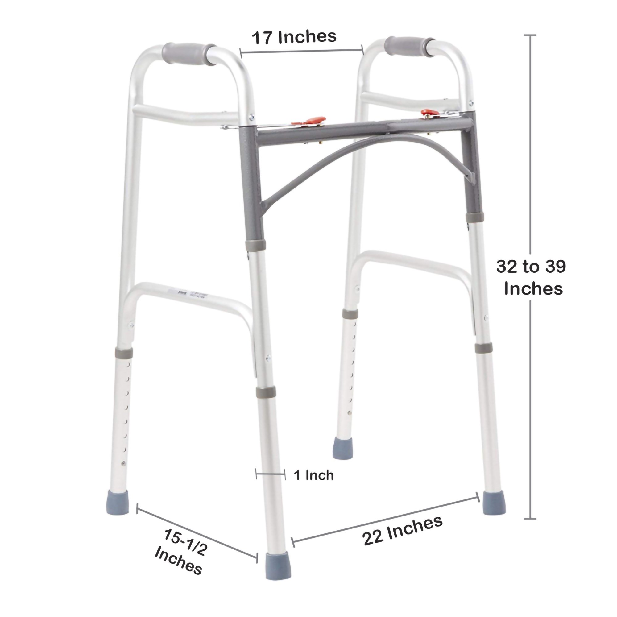 McKesson Aluminum Folding Walker, 32 – 39 Inch Height - Image 4
