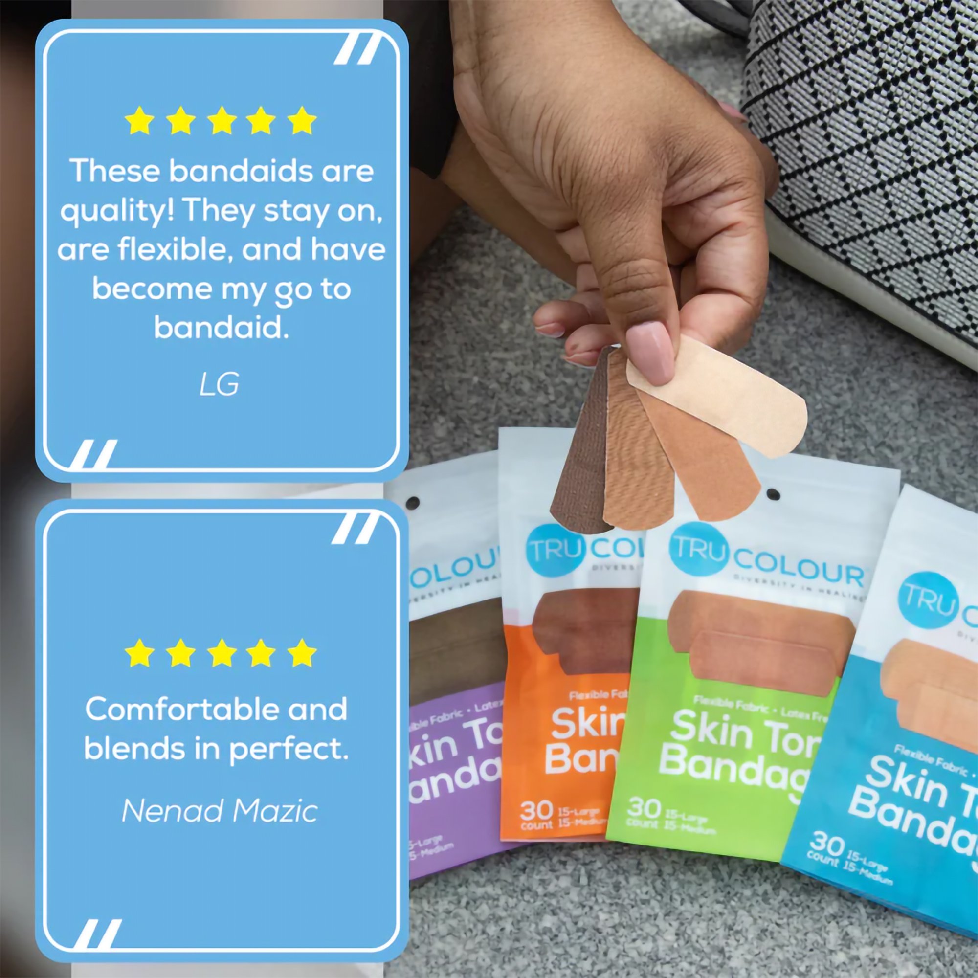 Tru-Colour Skin Tone Bandages Variety Pack, Latex-Free Adhesive Bandage - Image 7