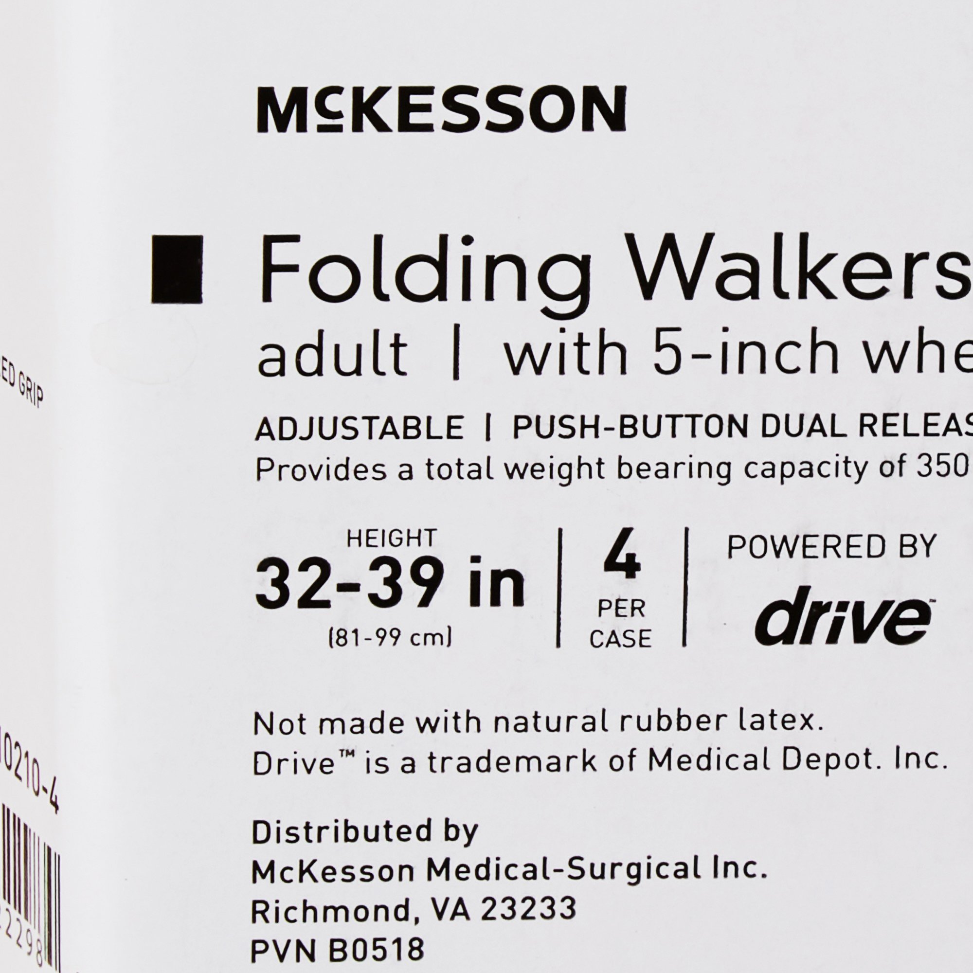 McKesson Folding Walker, Adjustable Height - Image 3