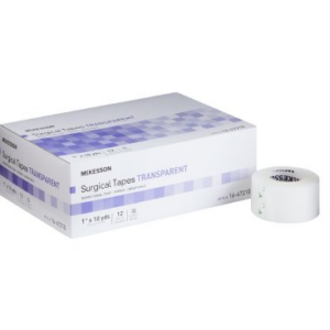 Medical Tape Transparent 1 Inch X 10 Yard Plastic NonSterile Box of 12