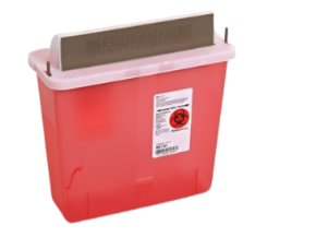 72948 5 Quart Transparent Red SharpSafety Sharps Container w/ Mailbox Style Lid - 85131