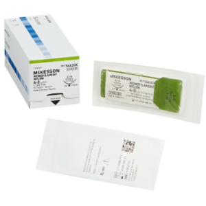 2434 Nonabsorbable Suture with Needle  Nylon C-13 3/8 Circle Reverse Cutting Needle Size 4 - 0 Monofilament