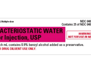 Water Bacteriostatic IV Inj Sol MDV 30mL Sterile FTV 25/Pack