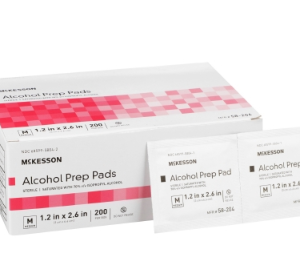 58-204 Alcohol Prep Pad 70% Strength Isopropyl Alcohol Individual Packet Medium Sterile Box of 200