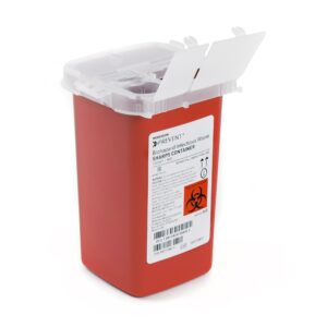 065 Sharps Container Red Base 6-1/4 H X 4-1/4 W X 4-1/4 D Inch Vertical Entry 0.25 Gallon