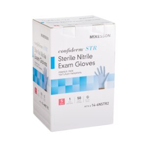 Exam Glove Confiderm STR Small Sterile Pair Nitrile Standard Cuff Length Textured Fingertips Blue Box of 50