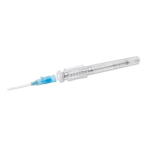 Peripheral IV Catheter Prevent R 22 Gauge 1 Inch Polyurethane Straight Hub Blood Control Push Button Safety Box of 50