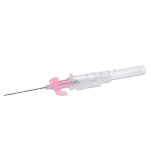 Peripheral IV Catheter 20 Gauge 1 Inch Polyurethane Winged Hub Non Blood Control Sliding Safety Box of 50