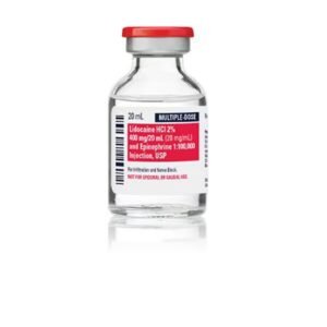 Lidocaine w/Epinephrine Injection 2% 1:100M MDV 20mL Pack of 10
