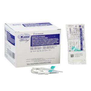K-Shield Advantage Blood Collection Set 21 Gauge 3/4 Inch Needle Length Safety Needle 12 Inch Tubing Sterile Box of 50